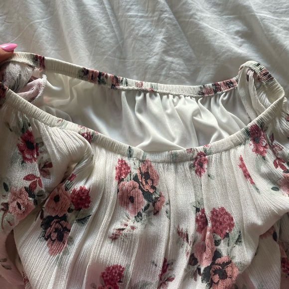 Sage white floral OTS romper - S - Picture 11 of 14